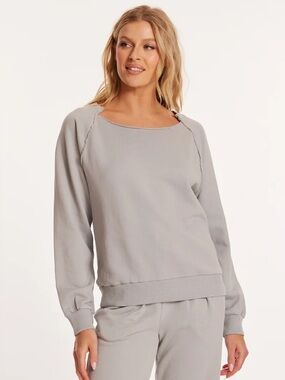 Mododoc Dusty Lilac 100% cotton raw edge sweatshirt, size M